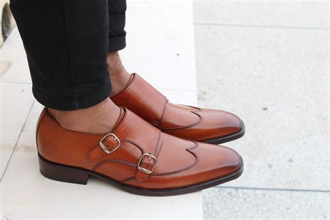 Handmade Brown Double Monk Strap Wingtip Shoes · Unique Handmade Leather Shoes · Online Store