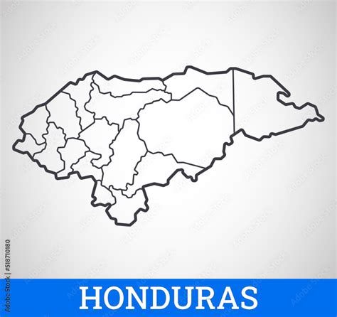 Simple Outline Map Of Honduras Vector Graphic Illustration Stock