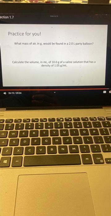 Solved What mass of air, in 8 . would be found in a 2.0 L | Chegg.com