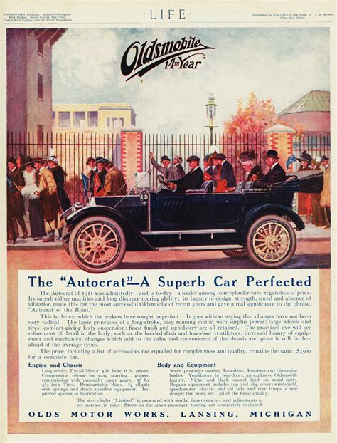 American Automobile Advertising Published By Oldsmobile In 1912