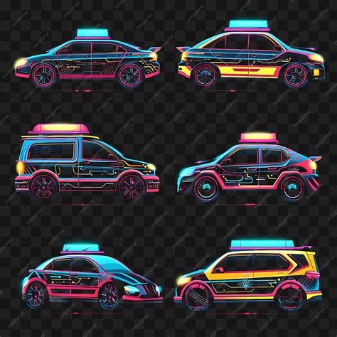 Premium PSD | Design of neon taxi and delivery drone wraps with