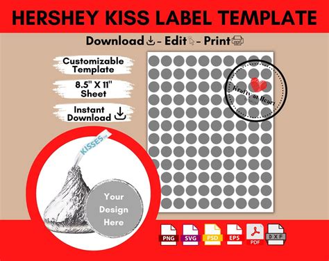 Hershey Kiss Label Template Svg Png Psd Dxf Eps Pdf Canva