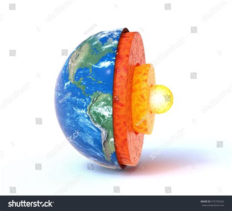 Earth Core Structure Geological Layers D Stock Illustration