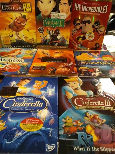 ASSORTED KIDS FAMILY Walt Disney DVD Movies Lot of 8 Cinderella Lion ...