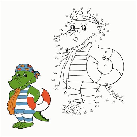 Jeu De Points à Relier Pour Les Enfants Crocodile Vecteur Premium