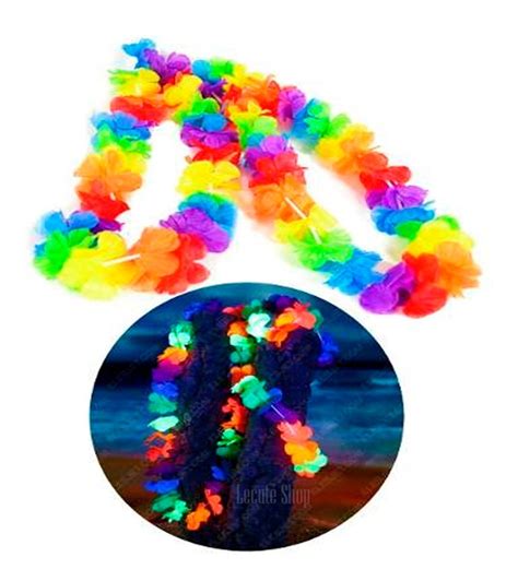 12 Collares Hawaianos Neon Luz Negra Fluorescentes Fiesta An Meses