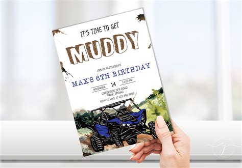 Editable Atv Mudding Birthday Invitation Mens Off Road Etsy