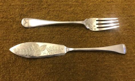 Vintage Set Of 6 Each Ornate Fish Knives And Forks In Tarnprufe Cloth