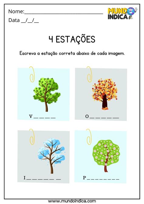 15 Atividades sobre Estações do Ano para Imprimir
