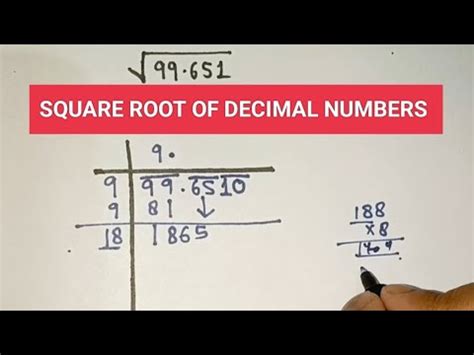 Square Root Of Decimal Numbers Long Division Method Easy Trick YouTube