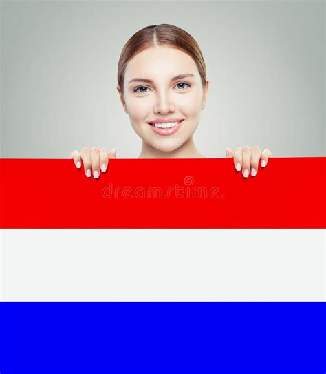 Love Netherlands! Happy Woman Smiling and Showing on Netherlandi Stock ...