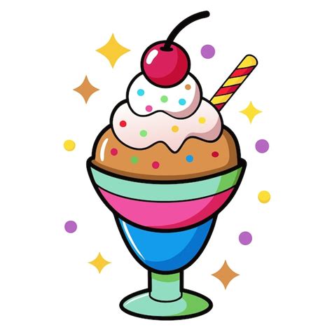sundae treat clipart cartoon style vector illustration premium ai
