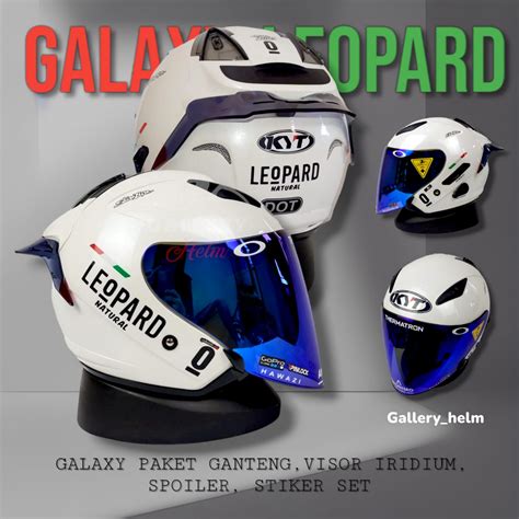 Jual Kyt Galaxy Flat R Pearl White Paket Ganteng Leopard Helm Kyt