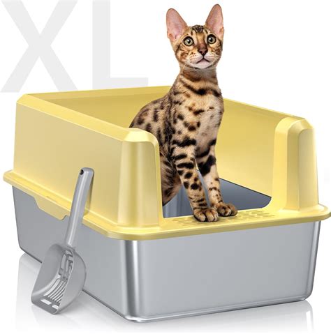 Stainless Steel Litter Box With High Side Xxl Extra Large Cat Litter Box For Big