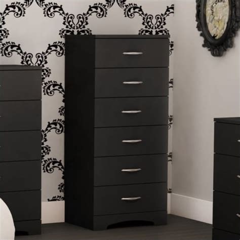 South Shore Maddox Single Drawer Lingerie Chest In Black Finish