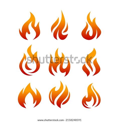 Fire Flames Vector Icons Collection White Stock Vector Royalty Free