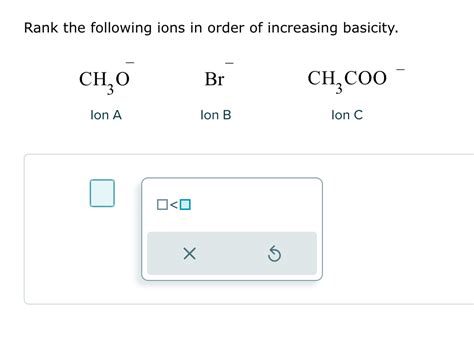 Solved Rank The Following Ions In Order Of Increasing Chegg