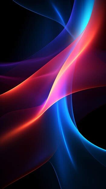 Abstract Colorful Waves Black Background Wallpaper For Phone Premium