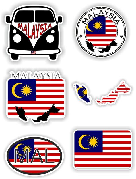 Malaysia Set Of Stickers For Laptop Book Water Bottle Fridge Etsy