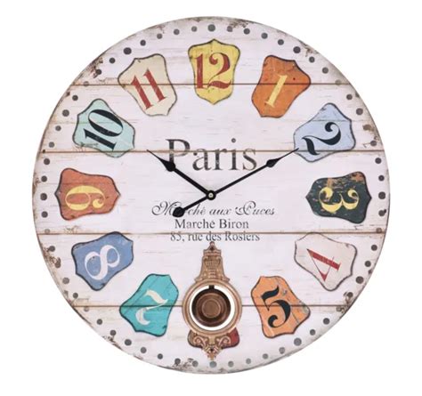 HORLOGE MURALE PVC Pendule Paris Coloré Maison Vintage Meubles 58 CM