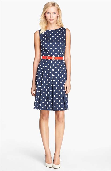 Tahari Belted Polka Dot Fit And Flare Dress Nordstrom