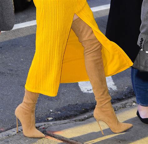 Emily Blunt Brightens Up In Yellow Dress And Thigh High Boots For ‘gma