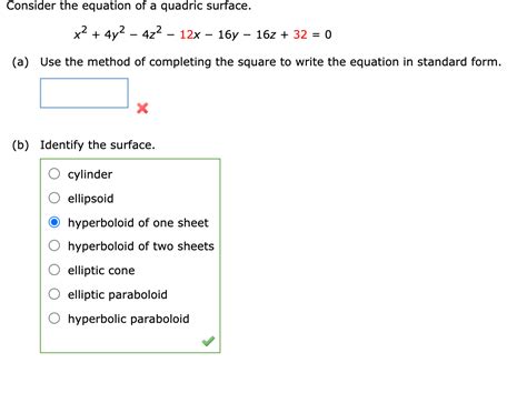 Solved Consider The Equation Of A Quadric Surface X2 4y2 Chegg