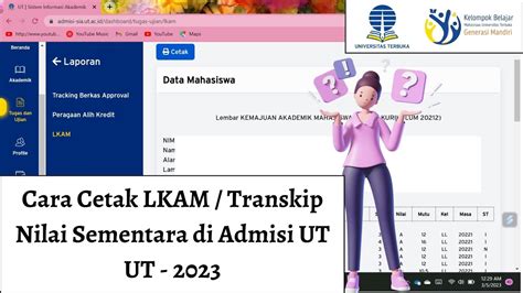 Cara Cetak LKAM Transkip Nilai Sementara Di Web Admisi UT Terbaru