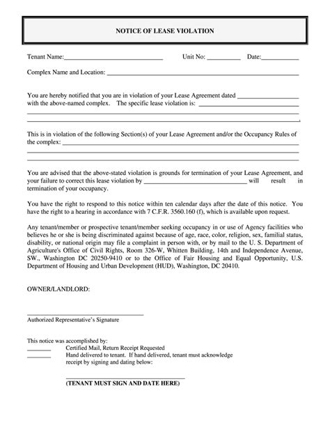 Notice Of Lease Violation Letter Fill Out Sign Online DocHub