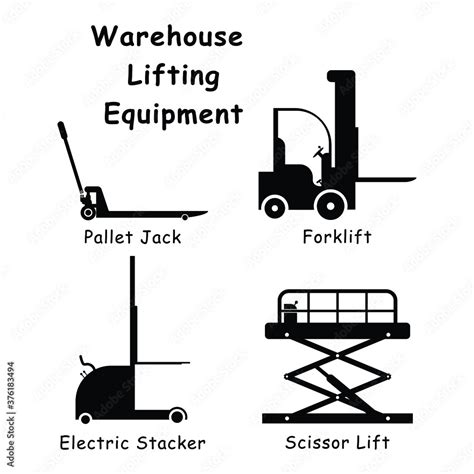 Warehouse Lifting Equipment. Black and white pictogram illustration ...