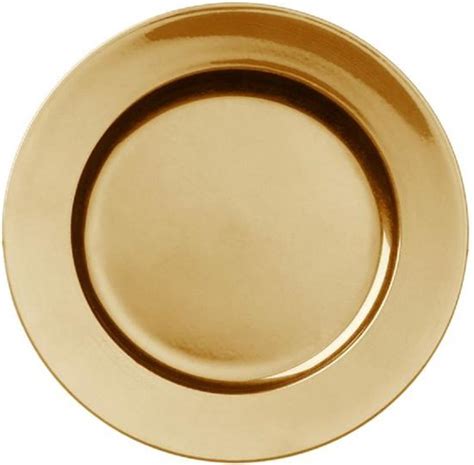 Set Van 4x Stuks Diner Onderborden Goud Rond Kunststof 33 Cm