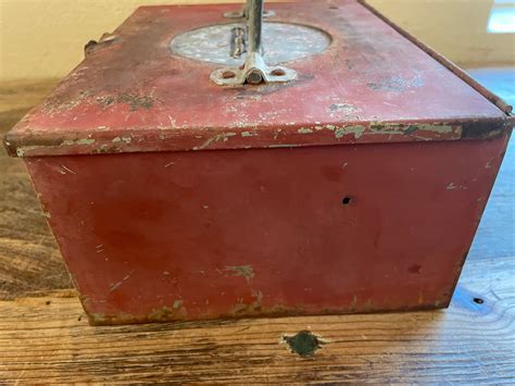 Antique Industrial Metal Box Red With Beautiful Patina Etsy