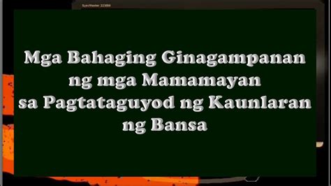 Mga Bahaging Ginagampanan Ng Mga Mamamayan Sa Pagtataguyod Ng Kaunlaran