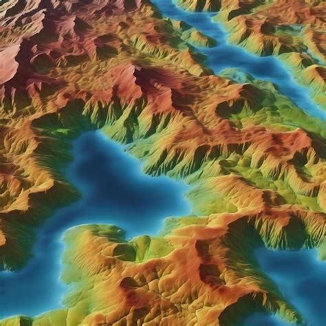 Premium Photo Topographic 3d Map With Water Contour Lines On A