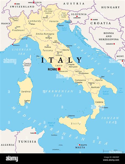 Map Of Italy Regions And Capital Cities - Map