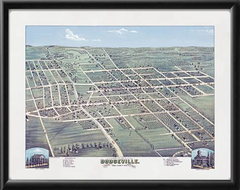 Dodgeville WI 1875 Restored Map | Vintage City Maps