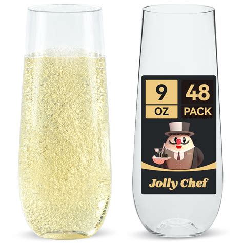 Jolly Chef Pack Stemless Plastic Champagne Flutes Oz Crystal