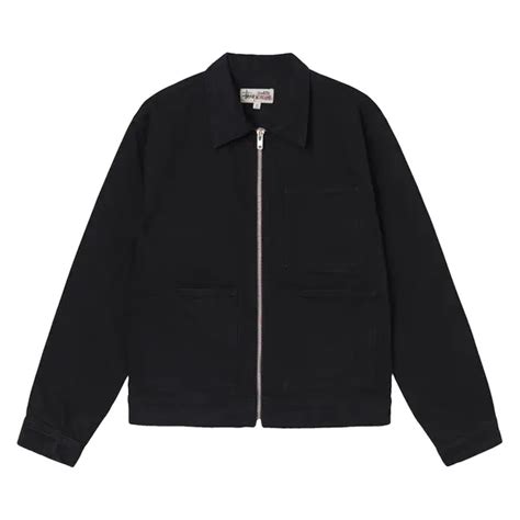 StÜssy Overdyed Zip Work Jacket Black Editorialist