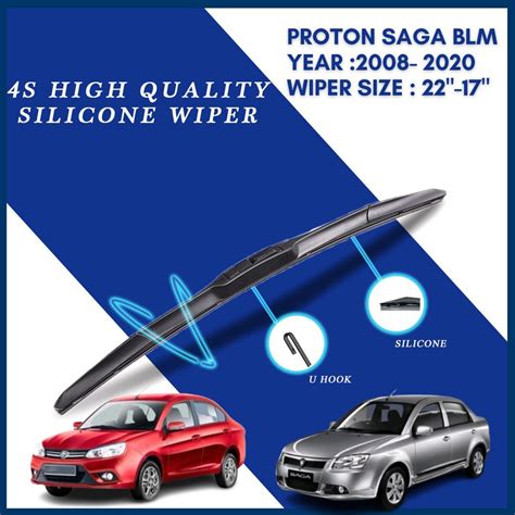 Proton Saga BLM Wiper Silicone Wiper Blades Year 2008 2020 1 Pair