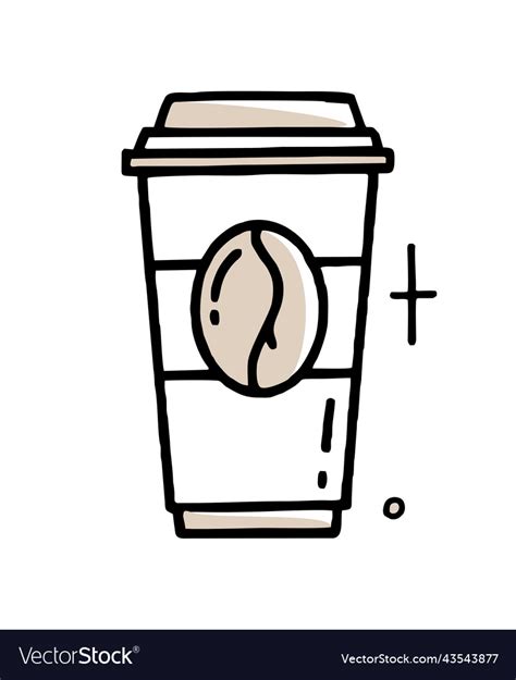 Paper cup of coffee doodle clipart in black Vector Image