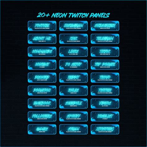 Blue Neon Panels For Twitch Designs Panels For Twitch Profile Etsy