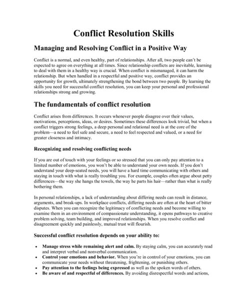 Conflict Resolution Skills