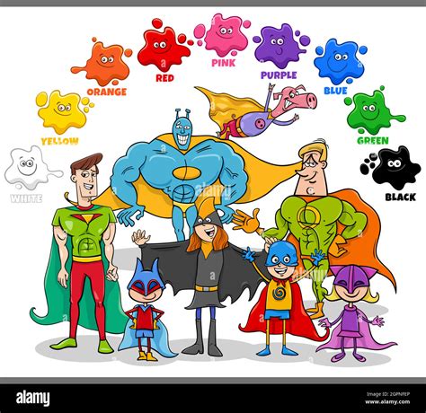 basic colors for children with superheroes group Stock Vector Image ...