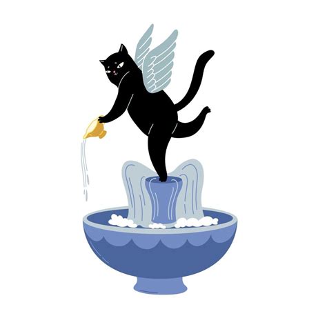 Angel Cupid Black Cat Illustration Vector Art At Vecteezy