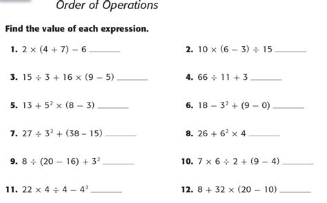 Order Of Operations Worksheets With Exponents