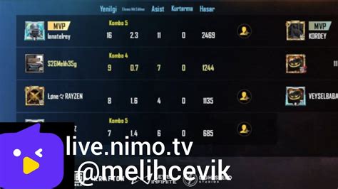 Nimo TV DEN PUBG CANLI YAYIN YAPIYORUM AGALARLA 4VS4 İSMİM VE ID