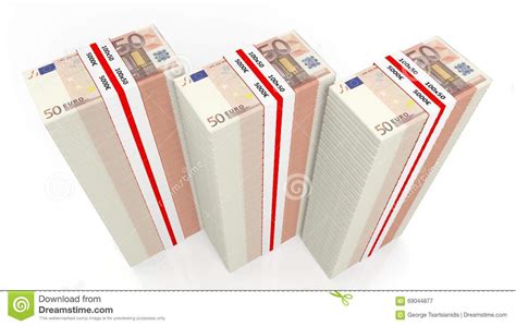 Euro Billets De Banque De 50 Dans De Grandes Piles Illustration Stock