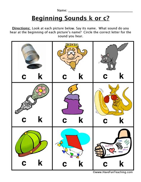 Circle Beginning Sounds K C Worksheet Have Fun Teaching