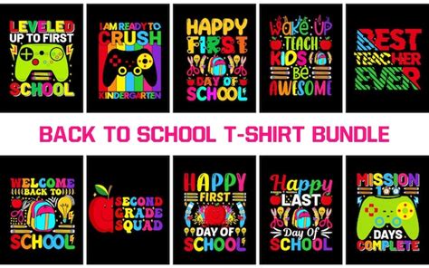 Premium Vector Back To School T Shirt Design Bundle Vector Graphic T