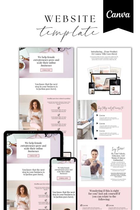 Website Canva Template Pink Website Template Webpage Design